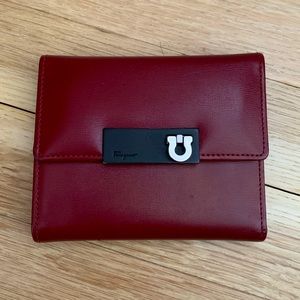 Vintage Salvatore Ferragamo Small Flap Wallet in Burgundy